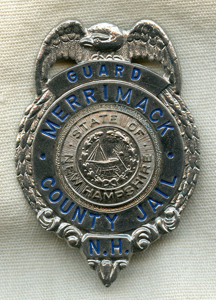 Circa 1960's - 1970's Merrimack County, New Hampshire Jail Guard Badge
